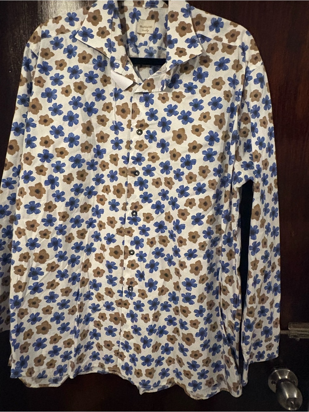 Brancaccio Men's Italian Long-Sleeve Floral Dress Shirt. Size XXL.